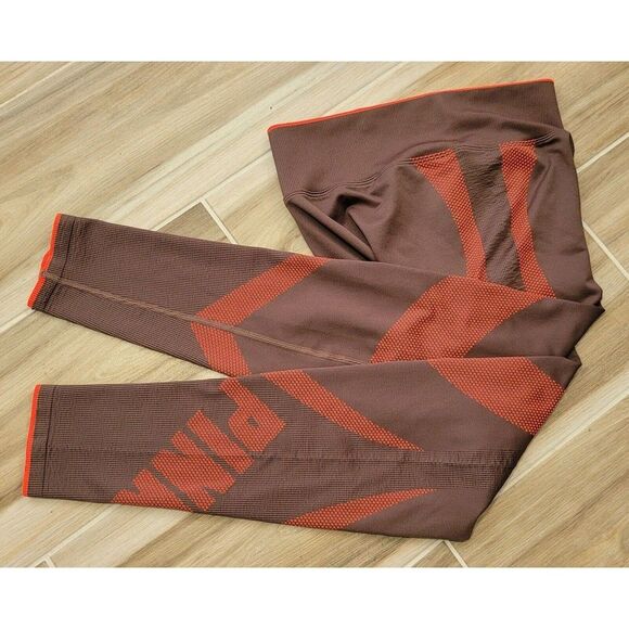 Victoria Pink Active Seamless Tight Legging Pop Dot Brown Orange Size M - A16 - Picture 1 of 10